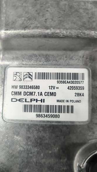 Етикет на ECU Delphi DCM7.1A от Peugeot Expert 2024